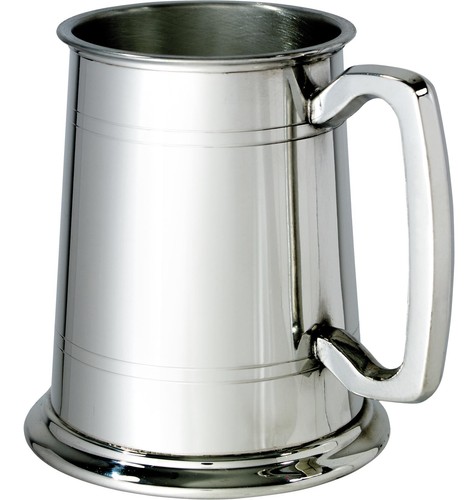 Pewter glass bottom tankard - pewter,