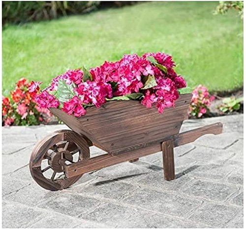 Wheelbarrow planter burntwood - planter,