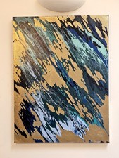 Gold Blue Abstract Fluid