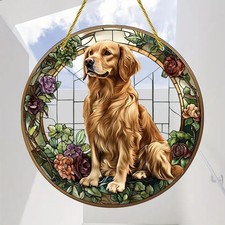 Golden Retriever Suncatcher Dog Decoration Stained Glass Effect Ornament Gift 2D