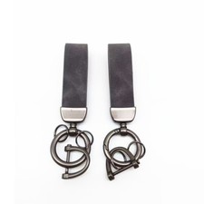 Men Creative Metal Leather Key Chain Ring Keyfob Car Keyring Keychain Gift 2pcs