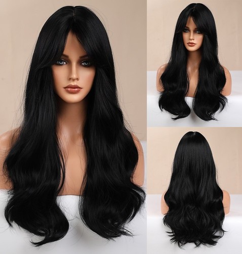 Black long wavy - black,