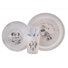 Disney Minnie Baby 5 Piece Melamine Feeding Set Cup Bowl Plate Cutlery Pink