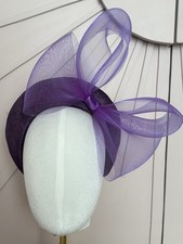 Purple headband hat wedding - headband,