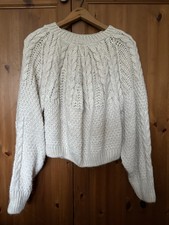 TopShop Cream Cable Knit Sloppy Jumper Comfy Soft Size M