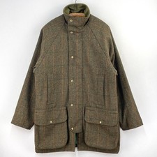 Bob Parratt Tweed Coat Mens Large Brown Windowpane Hunting Shooting Field Jacket
