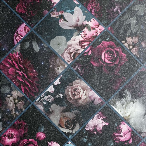 Plum teal floral wallpaper - floral,