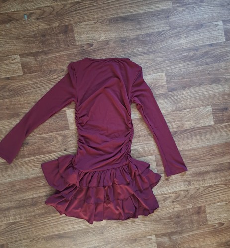 Burgundy long sleeve - long, ruched