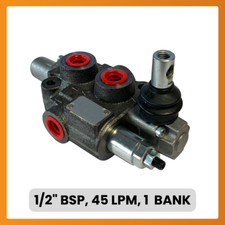 1 Bank Monoblock Valve, 1/2" BSP, 45 L/Min, D/Acting, 3 Positions, Spring Return
