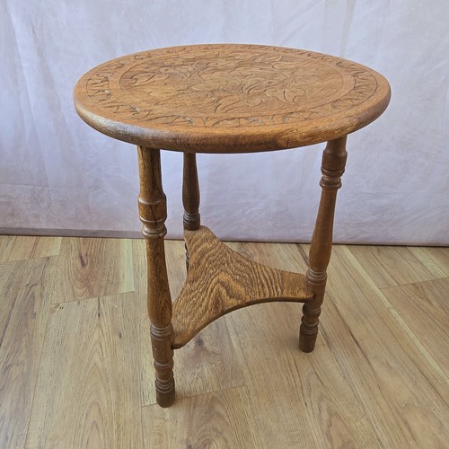 Vintage oak carved round side - vintage,