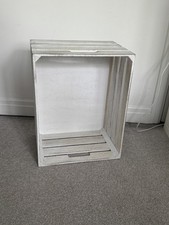 Wooden Crate White (Neat drilled hole in bottom)