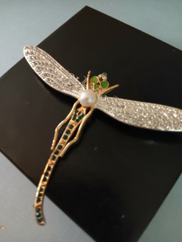 Jeweled dragonfly brooch - brooch, from