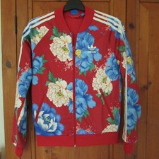 Adidas red floral ladies zip