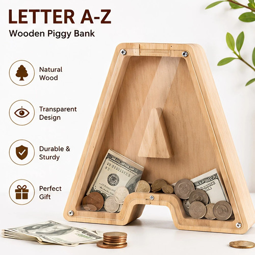 Letter wooden piggy - 26,