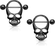 Skull nipple jewellery black - skull,