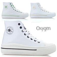 Ladies Womens Casual Hi Top Faux Leather Walking Gym Sports Trainers Shoes Size