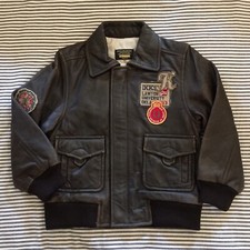 IKKS Limited Edition Boys Real Leather Bomber Jacket Size 4yrs BNWOT Badges