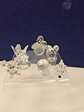Collection Of 7 Small Crystals Animals Figurines, Frog, Bear, Dog & Swan
