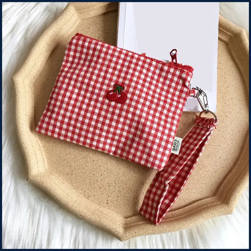 Red cherry canvas makeup - , bag
