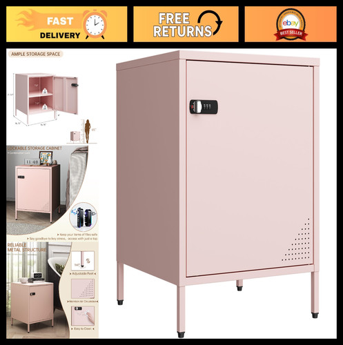 Lockable metal nightstand - metal,