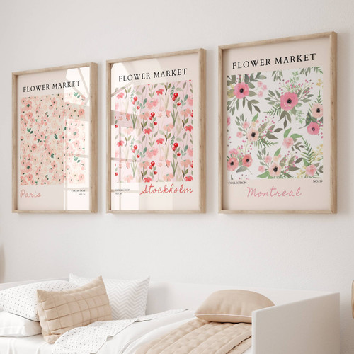 Set pink floral flower - of,