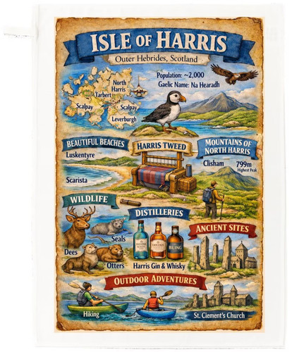 Isle harris map cotton - map, tea