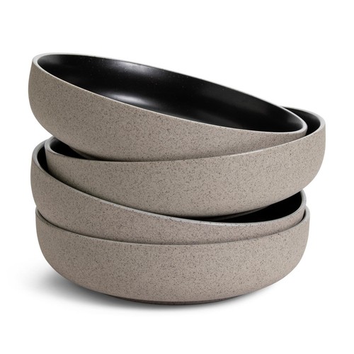 Raw edge pasta bowls set - raw, 4