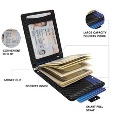 Men's RFID Blocking PU Leather Wallet Slim - Card Holder Money Clip Minimalist