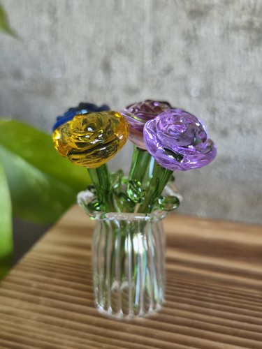Mini glass rose bouquet - rose, in