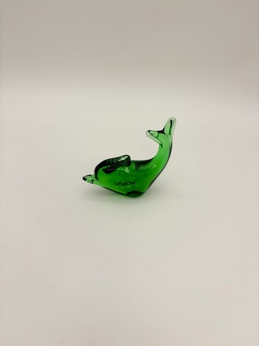 Vintage green glass dolphin - vintage,