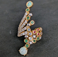 Gold on Sterling Silver Emerald Ruby Opal Iolite Zircon multigem Ring Size M 1/2