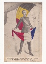 KING ALBERT I of BELGIUM Standing on Map of Europe "YOU WILL NOT PASS" - WW1