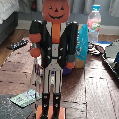 Pumpkin head wooden nutcracker - pumpkin,