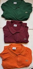LACOSTE MEN Short Sleeve POLO SHIRT x3 size 8 - Green, Orange and Wine 