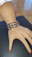 1980s Vintage MONET Gate Bracelet  Costume Gorgeous Silver Colour