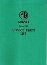 MG Midget (Series TC) Service Parts Lists (Reprint)