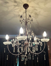 Large 5 Arm Candle Chandelier - Bronze Colour - Fully Working