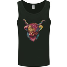 Colourful Highland Cow Mens Vest Tank Top