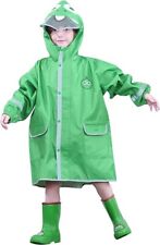 Kids Raincoats Boys Girls Hooded Transparent Hat Brim Rainsuit Reflective Stripe