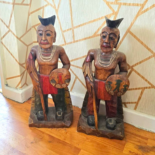 Pair hand carved painted - hand,