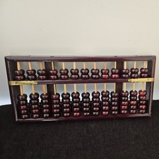 VTG Chinese Solid Wood Abacus 13 Rows 91 Beads Diamond Brand Brass Corner Accent