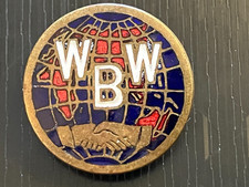 Vintage WORLD WIDE BROTHERHOOD   Enamel Badge 1950's  Vaughtons Ltd. Birmingham