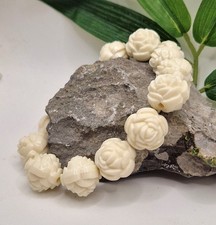 Boho vintage cream carved rose - boho,