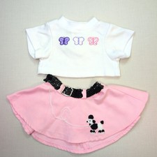 Bear Factory White Butterfly Top & Build-A-Bear Pink Poodle Skirt Outfit