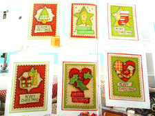 HOMESPUN CRAFT-STYLE CHRISTMAS CARDS. 6 CROSS STITCH CHARTS. CHARITY SALE ?