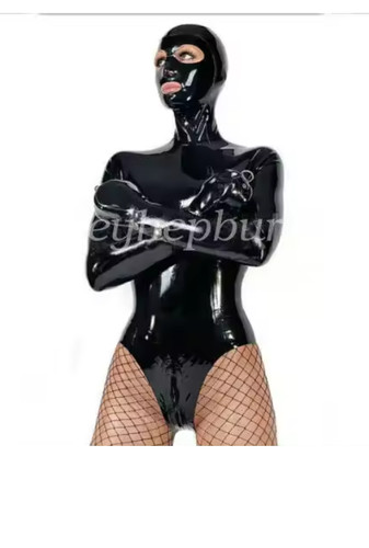Latex bodysuit hooded - latex, mask