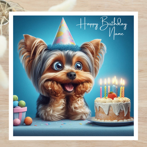 Personalised card yorkie - personalised,