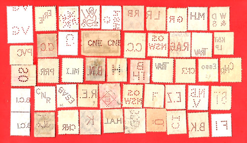 Worldwide perfin stamps - perfin, used