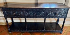 UNUSUAL ANTIQUE CARVED OAK 17th or EARLY 18th C ENGLISH POT BOARD / DRESSER BASE
