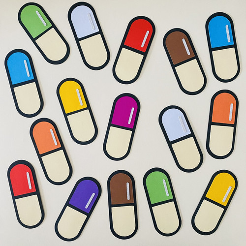 Colorful pills birthday craft - pills,